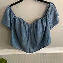 Guess Denim Off Shoulder Cropped Top Size Small Photo 3