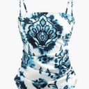 ZARA NWT  Blue and White Paisley Ruched Tank Top Photo 1