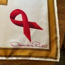 Oscar de la Renta  Vintage Silk Scarf Square AIDS Awareness Red Ribbon RARE Photo 5