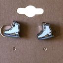 Hand Painted Hypoallergenic Earring Posts White Black Ice Skates Stud Earrings Photo 1