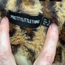 Pretty Little Thing  Fluffy Leopard Print Crop Jacket in Brown and Black Photo 1