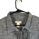 Orvis  Gray Long Sleeve Button Down Ruffle Detail Cotton Shirt Women Sz 18 Photo 5