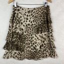 Talbots  Animal Print Chiffon Ruffle Layered Skirt Size 8 Lined Chiffon Cheetah Photo 2