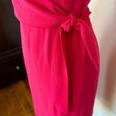 Jones New York Vintage 90's Solid Hot Pink V-Neck Sleeveless Wrap Dress Photo 4