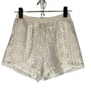 ASTR  White Lace Embroidered Floral Scalloped Trim Shorts Women Sz S Photo 0