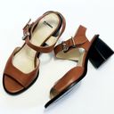 Jill Sander Tobacco Brown Chunky Black Heel Buckle Sandals Heels Shoes Size 36 Photo 10