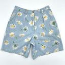 Daisy Vintage  Shorts‎ Summer Blue High Waisted Floral Flowers Cotton Petite Photo 0