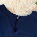 Oscar de la Renta 🌿 Navy Silk Designer Blouse Photo 4