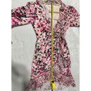 Rococo  Sand Mimi Ruffle Trim Long Puff Sleeve Mini Wrap Dress Pink size Small Photo 7