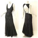 Adrianna Papell Black Long Beaded Illusion Gown Photo 2