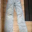 ZARA wide leg high waisted distressed light wash denim jeans Photo 1