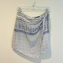 Boutique White And Blue Printed Wrap Mini Skirt Photo 0