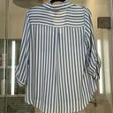 Iz Byer Striped blue and white blouse button-down ¾ sleeves Photo 5