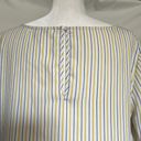 Carolina belle  Bell Sleeve Womens Top Size Large Stripe White Blue Keyhole Photo 7