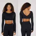 Paragon  Black DesB Infinite Long Sleeve Sports Bra Crop Top Photo 7