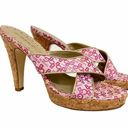 BCBGirls  Pink High Heels Cork Sandal 9B Photo 0