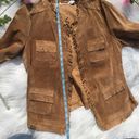 Chico's  Genuine Leather Fringe Light Brown Jacket Photo 4