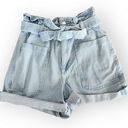 Madden Girl Zara Light Wash High Waisted 80s Mom Shorts Paper Bag Jean Shorts 2 Photo 0