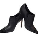 White House | Black Market WHBM Klaudia Black Leather Pointed Stiletto Heel Ankle Zip Booties Size 10 Photo 2