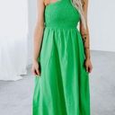 Davi & Dani Boutique Green Cutout Smocked Midi Dress Photo 0