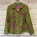 indigo. Moon Appliqué Embroidered Blazer Jacket Size Small Green Photo 0