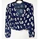 ASTR  the Label Long Sleeve Crop Top Ribbed Floral‎ Navy Medium Photo 0