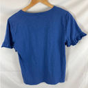 Nine West  Ruffle Sleeve V Neck Tshirt Blue Size Medium Photo 4