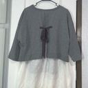 Matilda Jane  In the Clouds Gray & White Eyelet Scalloped Top Women’s Size L Photo 1