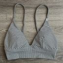 Aerie Bikini Set Triangle Top High Cut Cheeky Bottom Black White Stripe Small Photo 3