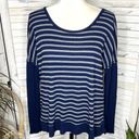 Michael Stars  Women's Striped Thermal Long Sleeve Top Navy Blue Gray One Size Photo 11