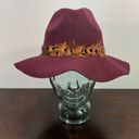 American Eagle  100%  Wool Felted Burgundy Boho Floppy Hat Feathers Indie Chic OS Photo 1