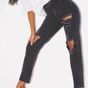 Pretty Little Thing Black  Distressed Straight Leg Jeans Photo 1