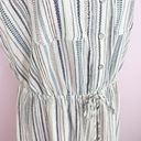 Bebop  Dress Striped Linen Blend Sleeveless Shirt XL Juniors Cream Blue Photo 10