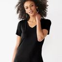 Nine West  Soft Spun Black V Neck Tshirt Size Medium Photo 6