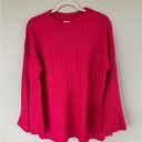 Umgee  fuchsia Pink Bell Sleeve Chunky Knit Sweater size L loose oversized barbie Photo 8