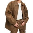 Good American  Brown Better Than Leather Oversized Chore Jacket Plus Size 5 NWT Photo 0