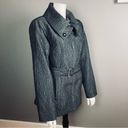 Anne Klein  Black Jacket / Coat Medium Jacquard belted trench turtleneck collar Photo 3