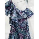 Natori Josie  Ruffle One Shoulder Women 2 Retro Y2K Paisley Colorful Mini Dress Photo 7