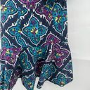 Natori Josie  Festive Blue Paisley Retro Floral One Shoulder Women 4 Ruffle Dress Photo 11