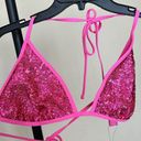 SKIMS  Bikini Bar sequin triangle bikini top Flamingo  NWT size medium Photo 4