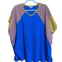 Umgee  Womens Size Medium Multicolor Colorblock Waffle Knit Blouse Top Photo 0