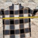 Tahari  Window Pane Plaid Black White Yellow Long Sleeve Mock Neck Sweater L Photo 5