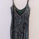 Oleg Cassini Vintage Black Tie  Sequin Beaded Flapper Style Dress Silk Green Photo 3