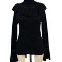 Krass&co  Ruffled-Trim Turtleneck Sweater in Black Size Small Photo 0
