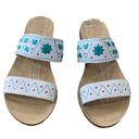 Jack Rogers Two band slide Leather  Adair Sandals shoes white print Size 7 Photo 3