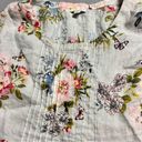 J.Jill  Love Linen Cream Pink Red Floral Print 100% Linen Lace Crochet Blouse SP Photo 1