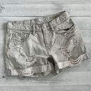 ALLSAINTS  Light Gray Faded Ripped Denim Shorts Size 29 Photo 0