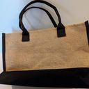 Top Design Monogrammed Initial “T” Jute Canvas Tote Bag​​ Tan Photo 1