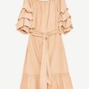 ZARA Pink Off The Shoulder Ruffle Sleeve Dress Photo 2