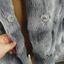 Dennis Basso Dennis by  Faux Fur Grey Coat Jacket Rhinestone Brooch Closure Large Photo 5